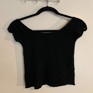 Soft Black Off-The-Shoulder Top